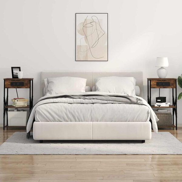 vidaXL Nachtkastje Gerookt eiken 41 x 31 x 76 cm Bewerkt hout