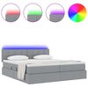 vidaXL Bed met LED-striplichten Lichtgrijs 200 x 200 cm Stof