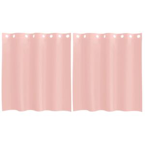 vidaXL Gordijnen voile met doorvoertules 2 st 140x140 cm roze