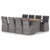 vidaXL 9-delige Tuinset met kussens poly rattan grijs
