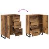 vidaXL Hoge kast met lade Oudhout 69,5 x 34 x 180 cm Bewerkt hout