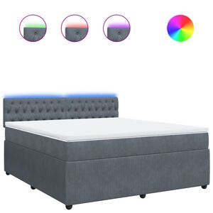 vidaXL Boxspring met matras fluweel donkergrijs 180x200 cm