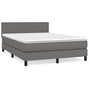 vidaXL Boxspring met matras kunstleer grijs 140x190 cm