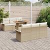 vidaXL Tuin Sofa Set met opslag 7 pcs Beige Poly riet