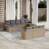 vidaXL 10-delige Loungeset met kussens poly rattan beige
