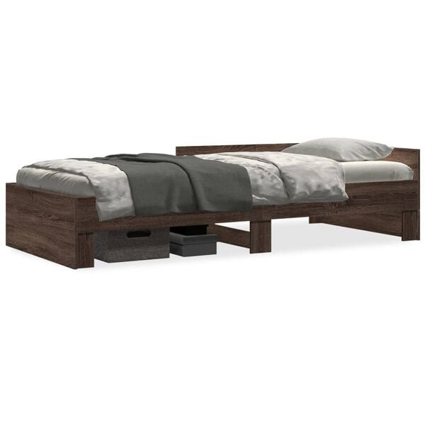 vidaXL Bedframe zonder matras bewerkt hout bruin eikenkleur 75x190 cm