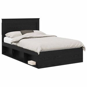 vidaXL Bedframe met hoofdeinde Zwart 120 x 190 cm Massief grenenhout