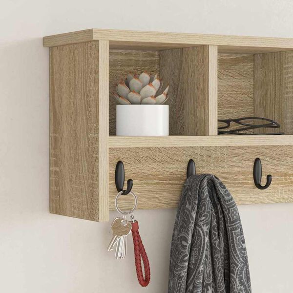 vidaXL Wandgemonteerde kapstok met plank Sonoma eiken 75 x 16 x 26 cm