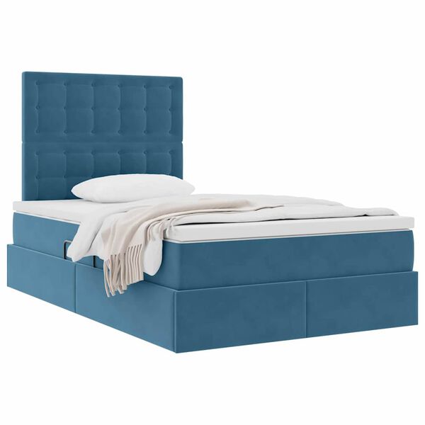 vidaXL Opslag bed met matras met matras Blauw 120 x 190 cm Fluweel