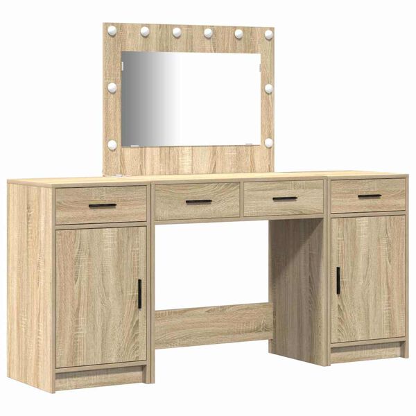 vidaXL Plafondtafel met spiegellichten 3 pcs Bruin Bewerkt hout