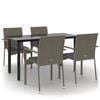 vidaXL 5-delige Tuinset met kussens poly rattan zwart en grijs