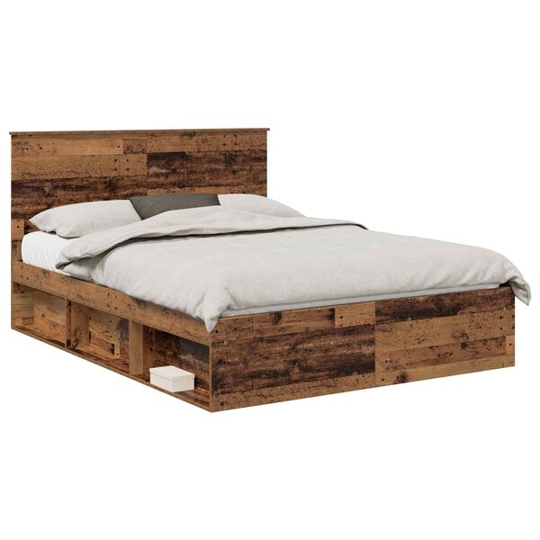 vidaXL Bedframe met hoofdeinde Oudhout 150 x 200 cm Massief grenenhout