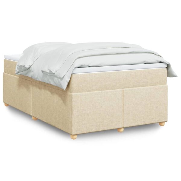 vidaXL Boxspring met matras stof crèmekleurig 120x200 cm