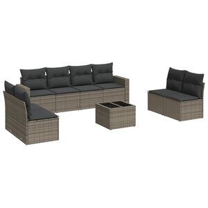 vidaXL 9-delige Loungeset met kussens poly rattan grijs