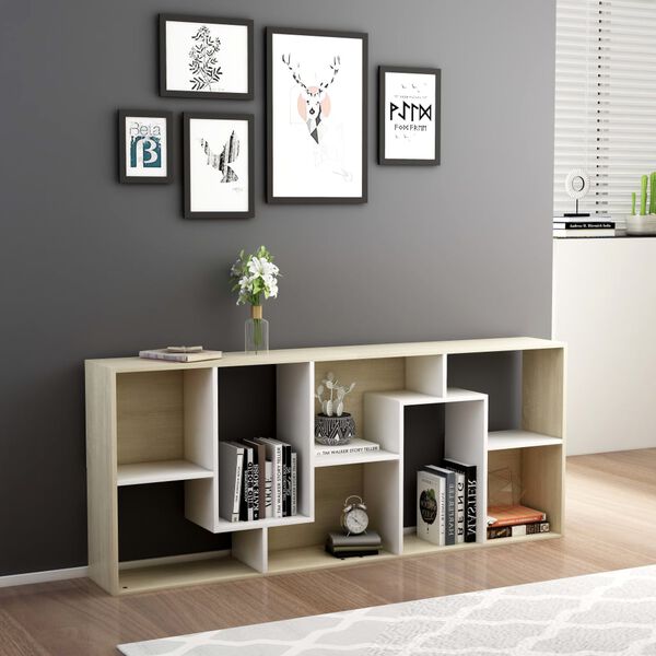 801882 vidaXL Boekenkast Wit en Sonoma Eik 67x24x161 cm Bewerkt Hout