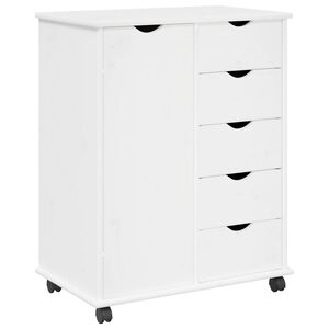 vidaXL Rolling Kast 63,5 x 39 x 79 cm Massief Vurenhout Wit