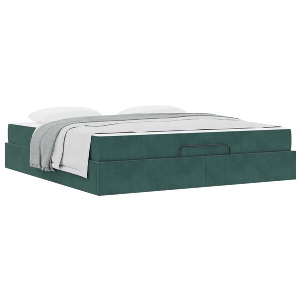 vidaXL Bedframe met matras met matras 2 pcs Groen Fluweel