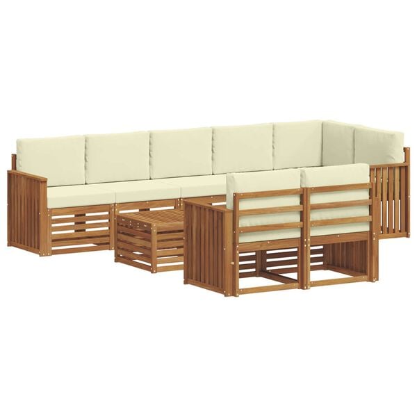 vidaXL Sofa-Sets 9 pcs Natuurlijk en Cr&egrave;me Massief Acaciahout