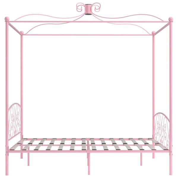 vidaXL Hemelbedframe metaal roze 160x200 cm
