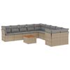 vidaXL 11-delige Tuinset met kussens poly rattan beige