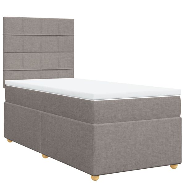 vidaXL Boxspring met matras stof taupe 80x200 cm