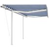 vidaXL Luifel automatisch met LED en windsensor 3x2,5 m blauw en wit