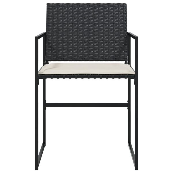 vidaXL Tuinstoelen 4 st met kussens poly rattan zwart