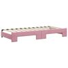 vidaXL Slaapbank met onderschuifbed en lades 90x200 cm fluweel roze