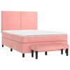 vidaXL Boxspring met matras fluweel roze 140x200 cm
