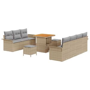vidaXL Tuin Sofa Set met kussen met opslag 10 pcs Beige en Licht Grijs
