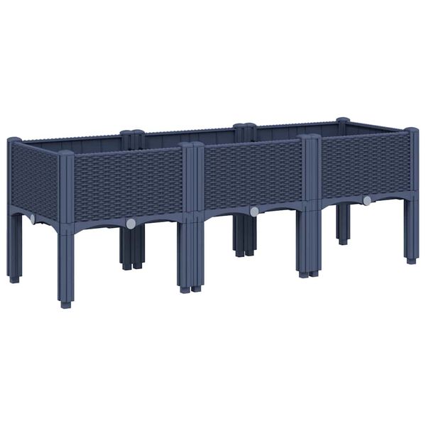 vidaXL Plantenbak met poten 120x40x42 cm polypropeen blauwgrijs