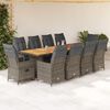 vidaXL 11-delige Bistroset met kussens poly rattan grijs