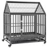 vidaXL Hondenbench met wielen en dak 92x62x106 cm staal