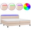 vidaXL Boxspring met matras en LED kunstleer cappuccinokleur 200x200cm