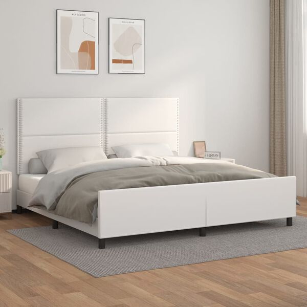 vidaXL Bedframe met hoofdbord kunstleer wit 200x200 cm