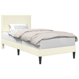 vidaXL Bedframe met hoofdeinde Cr&egrave;mekleurig 90 x 200 cm Katoen Stof