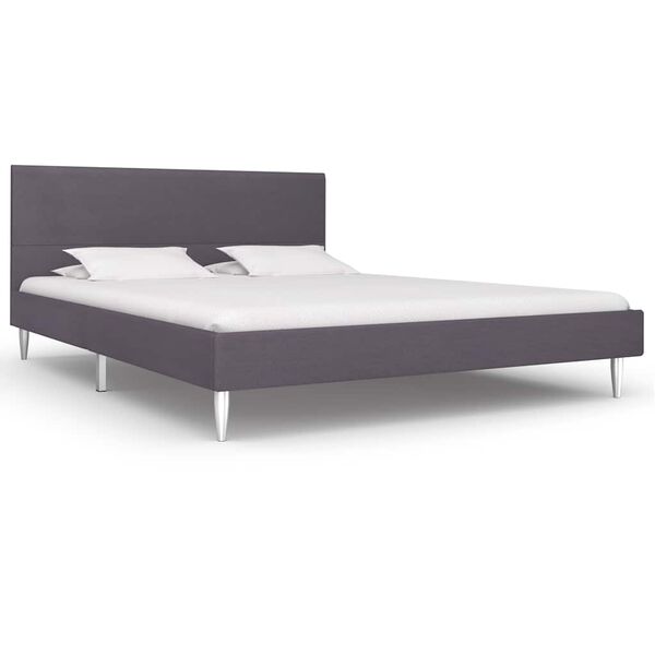 vidaXL Bedframe zonder matras stof 135x190 cm grijs