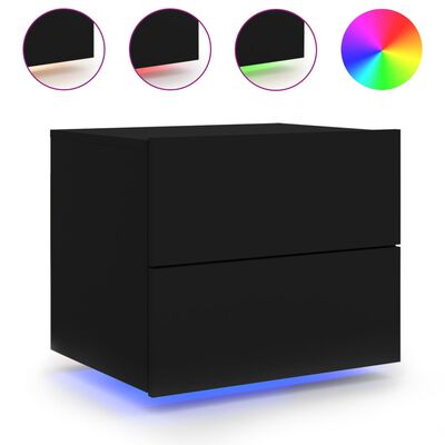 vidaXL Nachtkastjes met LED's 2 st wandgemonteerd zwart