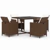vidaXL 5-delige Tuinset met kussens poly rattan bruin