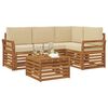 vidaXL Meubelsets met kussen 5 pcs Natuurlijk en Beige Bewerkt hout
