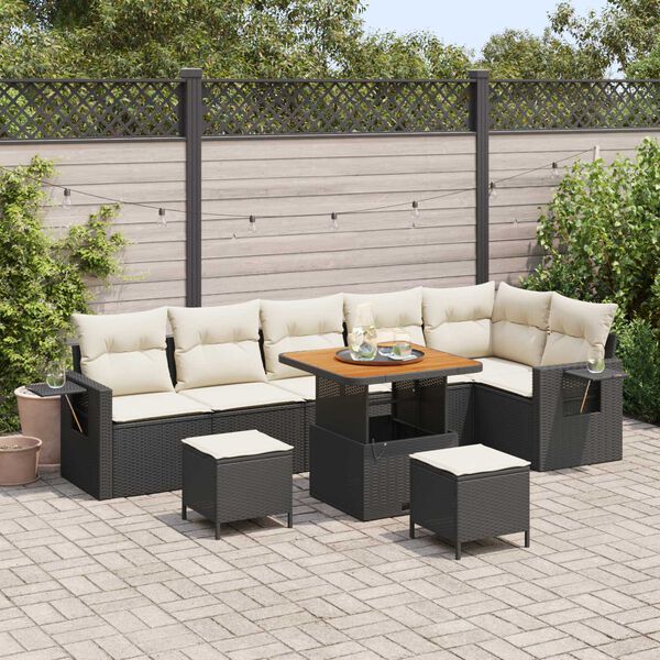 vidaXL Tuin Sofa Set 9 pcs Zwart poly rattan