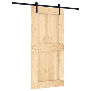 vidaXL Schuifdeur Naturel en Zwart 95 x 210 cm Massief Grenenhout