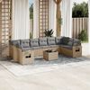 vidaXL 11-delige Tuinset met kussens poly rattan beige
