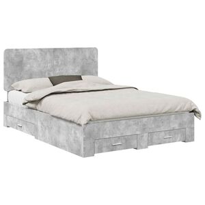 vidaXL Bedframe met hoofdeinde Beton Grijs 160 x 200 cm Bewerkt hout