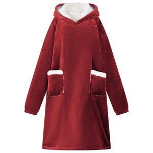 vidaXL Deken hoodie Bordeaux Rood M Fleece en Flanel
