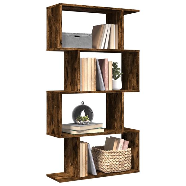 vidaXL Kamerscherm / boekenkast 4-laags 70x24x129 cm hout gerookt eik