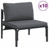 vidaXL Tuin Sofa Set met kussen Antraciet Staal