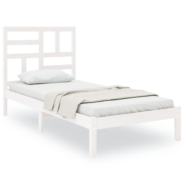 vidaXL Bedframe massief hout wit 90x200 cm