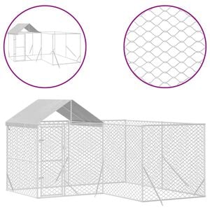 vidaXL Hondenkennel met dak 4x4x2,5 m gegalvaniseerd staal zilver