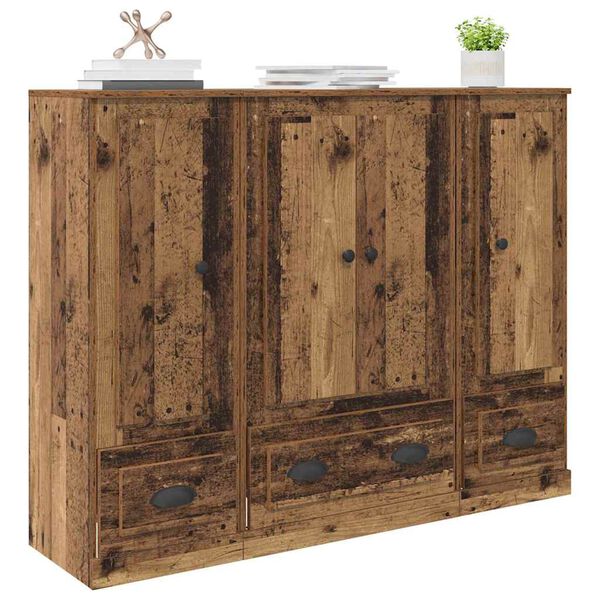 vidaXL Hoge kast met lade 3 pcs Oud Hout Bewerkt hout